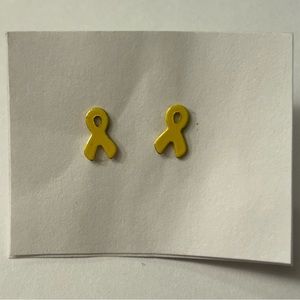 CLAIRE'S Yellow & Silver Breast Cancer Awareness Ribbon Stud Earrings